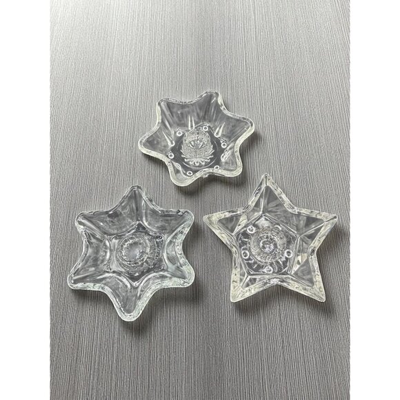 Set of 3 Vintage 5-6 point Glass Star Taper Candle Holders - Picture 1 of 7